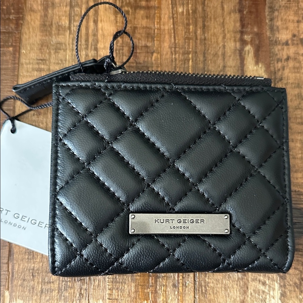 Kurt Geiger Black Leather Quilted Wallet